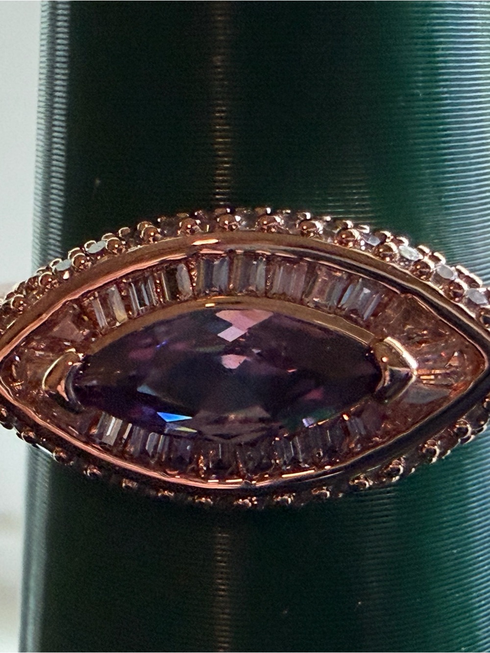 Elegant Rose Gold Purple Marquise Center Ring